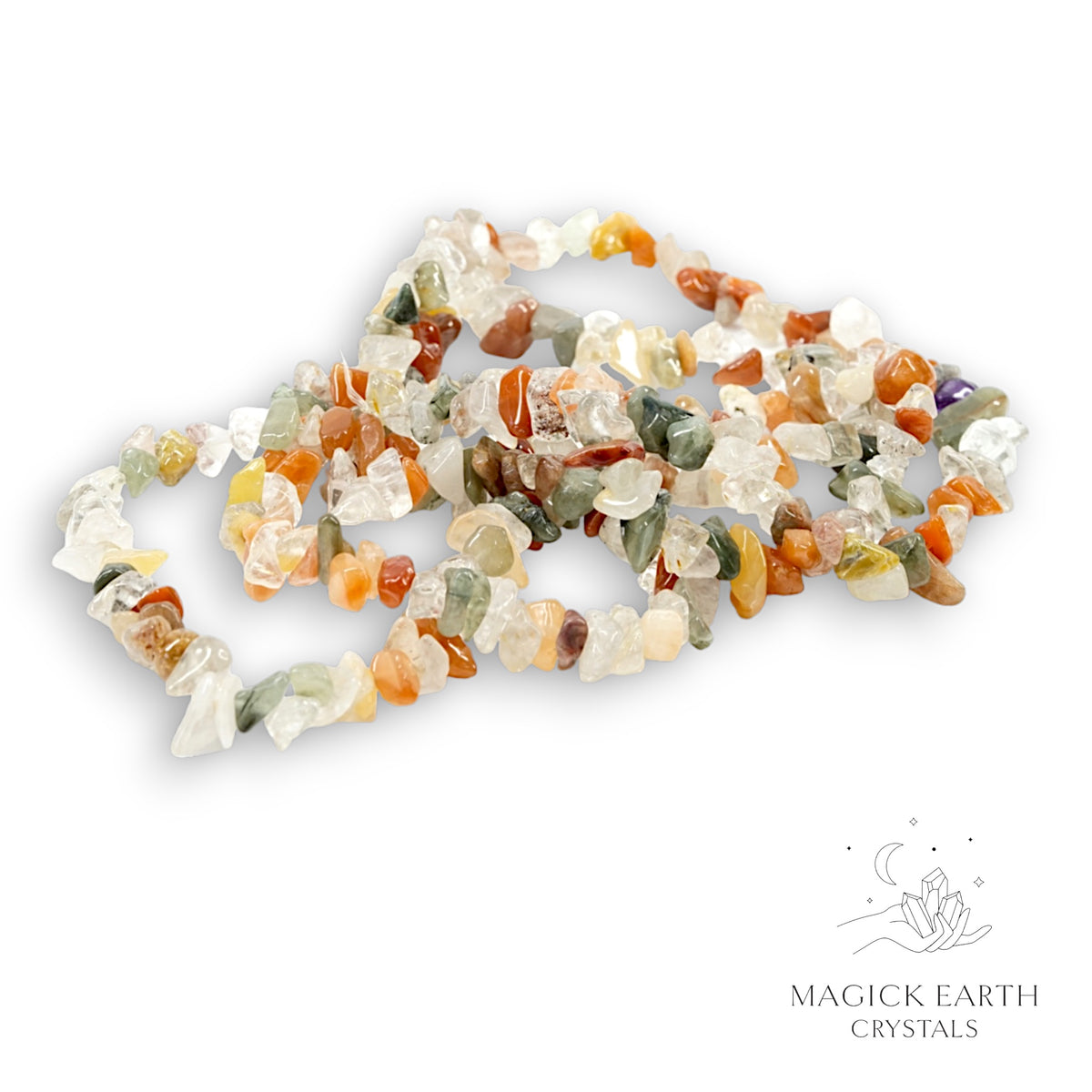 Natural Included Quartz drilled crystal chip strand