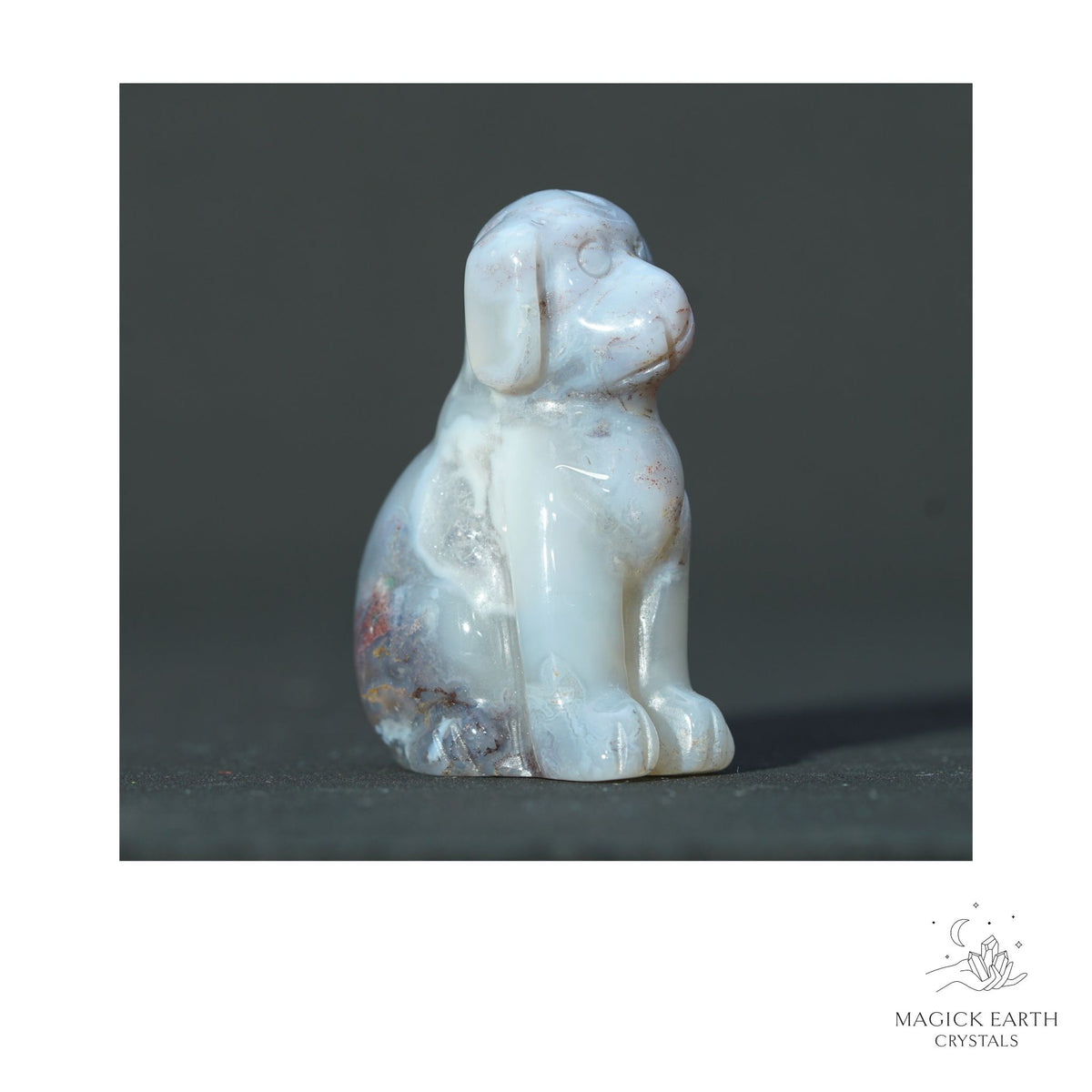 Natural Indian Agate crystal dog figurine 40mm view a
