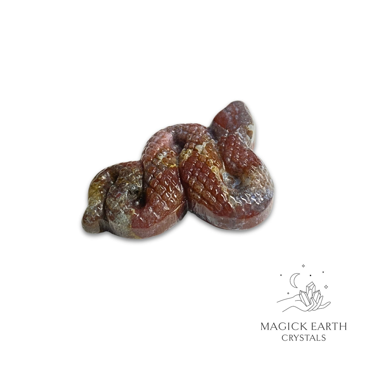 Natural Indian Agate Crystal extended snake figurine right view