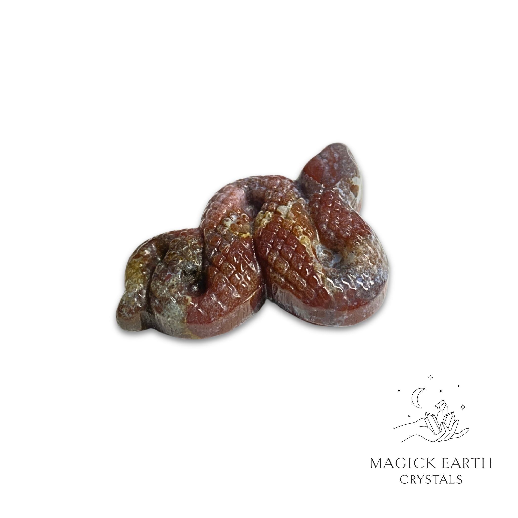 Natural Indian Agate Crystal extended snake figurine view b