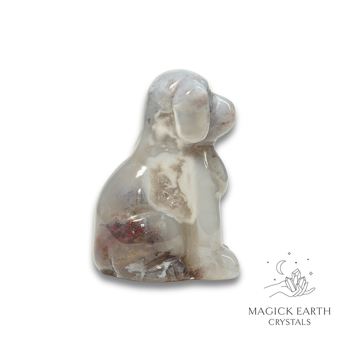 Natural Indian Agate crystal dog figurine view a