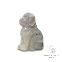 Natural Indian Agate crystal dog figurine view b
