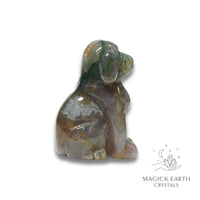 Natural Indian Agate crystal dog figurine view c