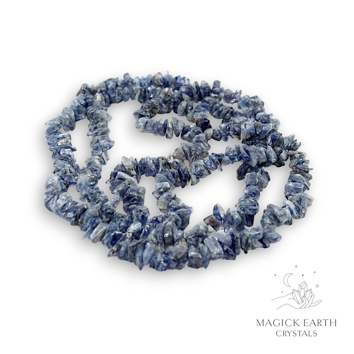 Natural Iolite drilled crystal chip strand