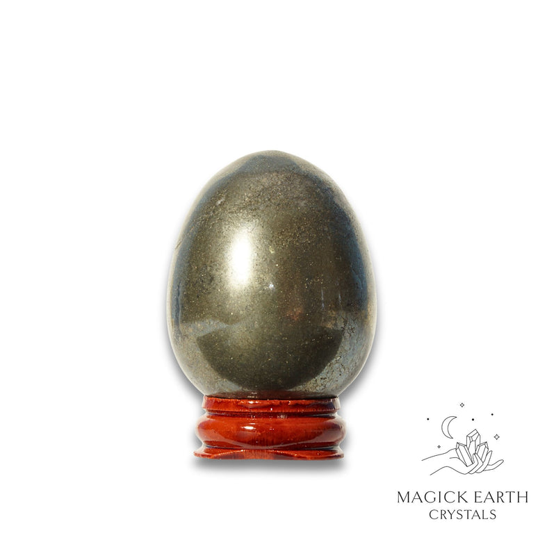 Iron Pyrite Crystal Egg On Stand View A for Bold Empowerment