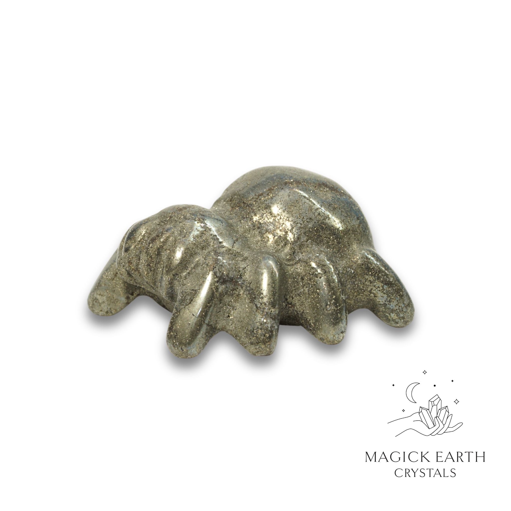 Natural Iron Pyrite crystal spider figurine view a