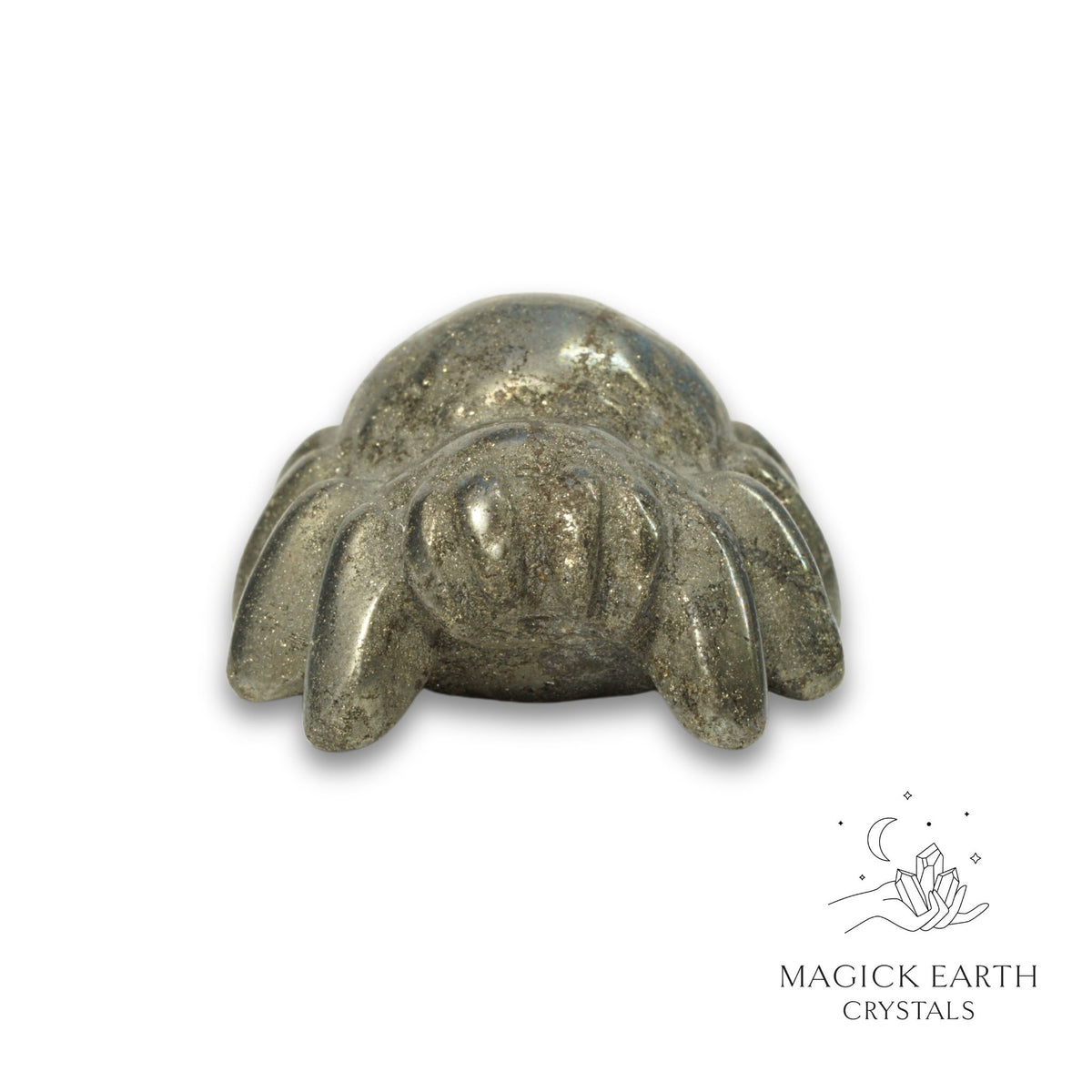 Natural Iron Pyrite crystal spider figurine view b