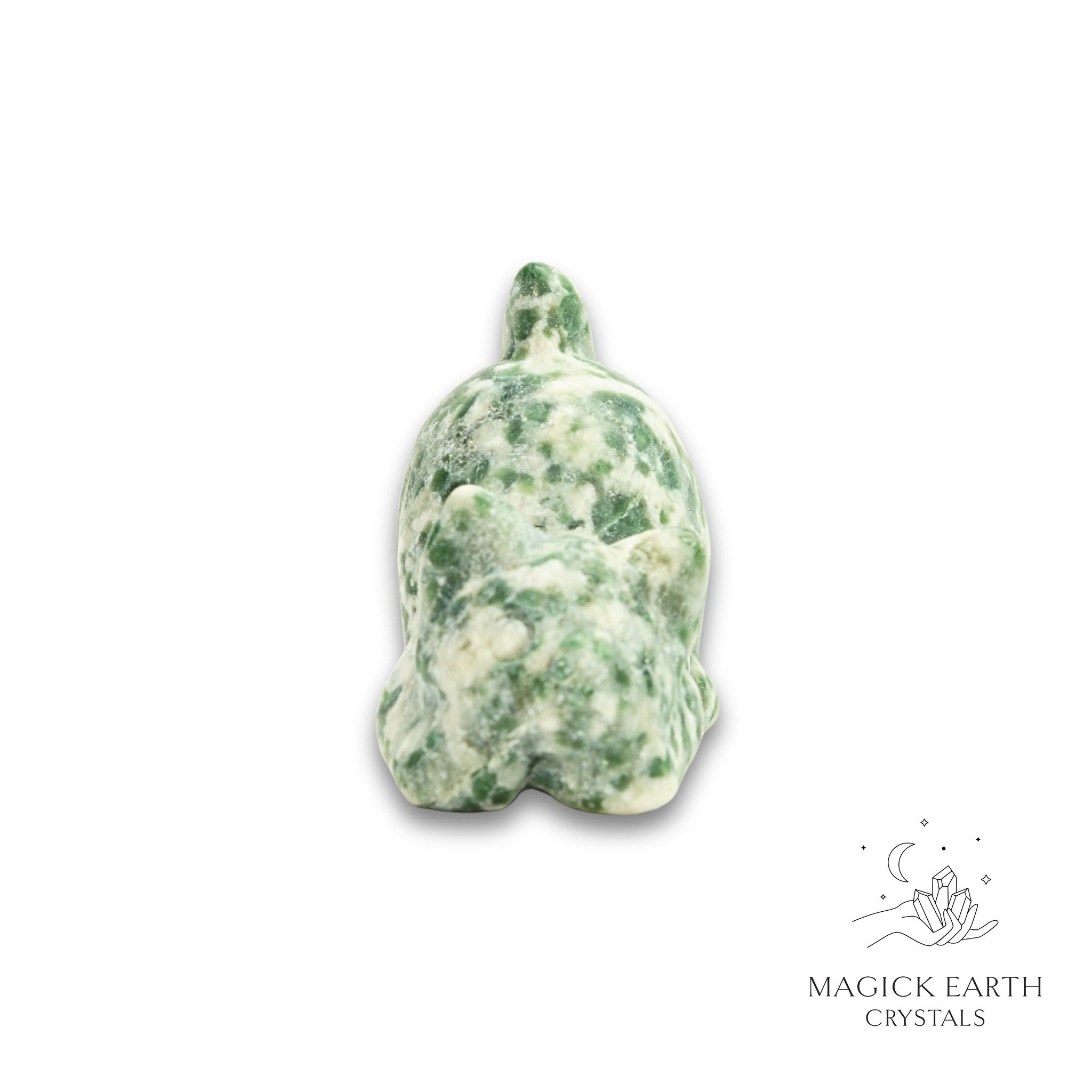 Natural Jade crystal crouching cat figurine view c
