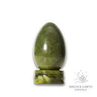 Jade Crystal Egg With Matching Stand Vertical View B for Abundant Harmony