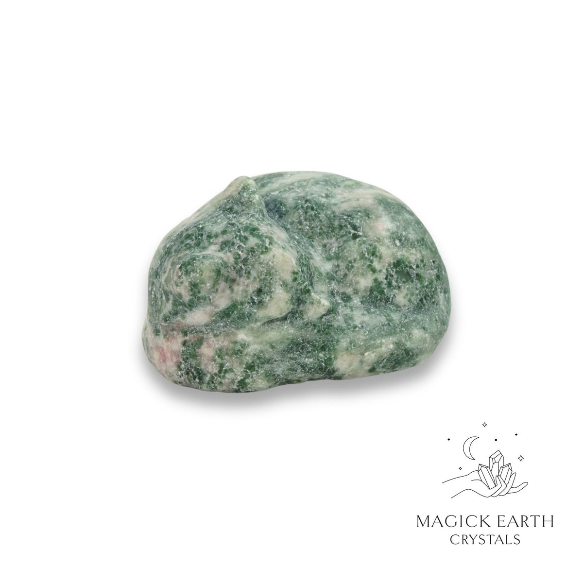 Natural Jade sleeping cat figurine view a
