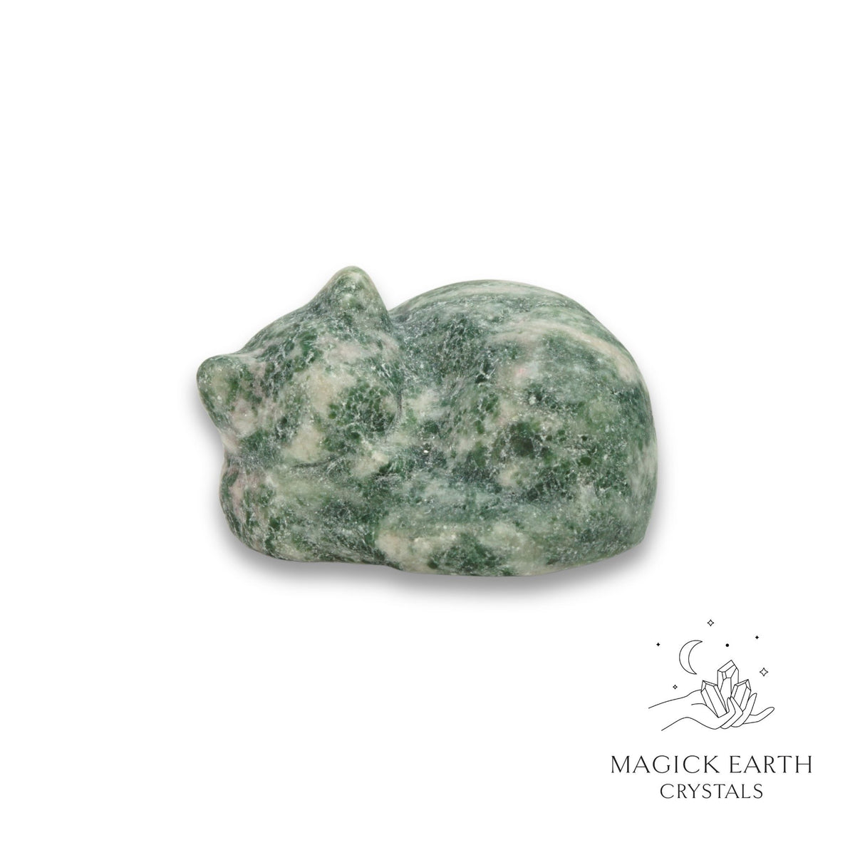 Natural Jade sleeping cat figurine view b