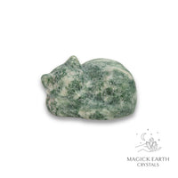 Natural Jade sleeping cat figurine view b