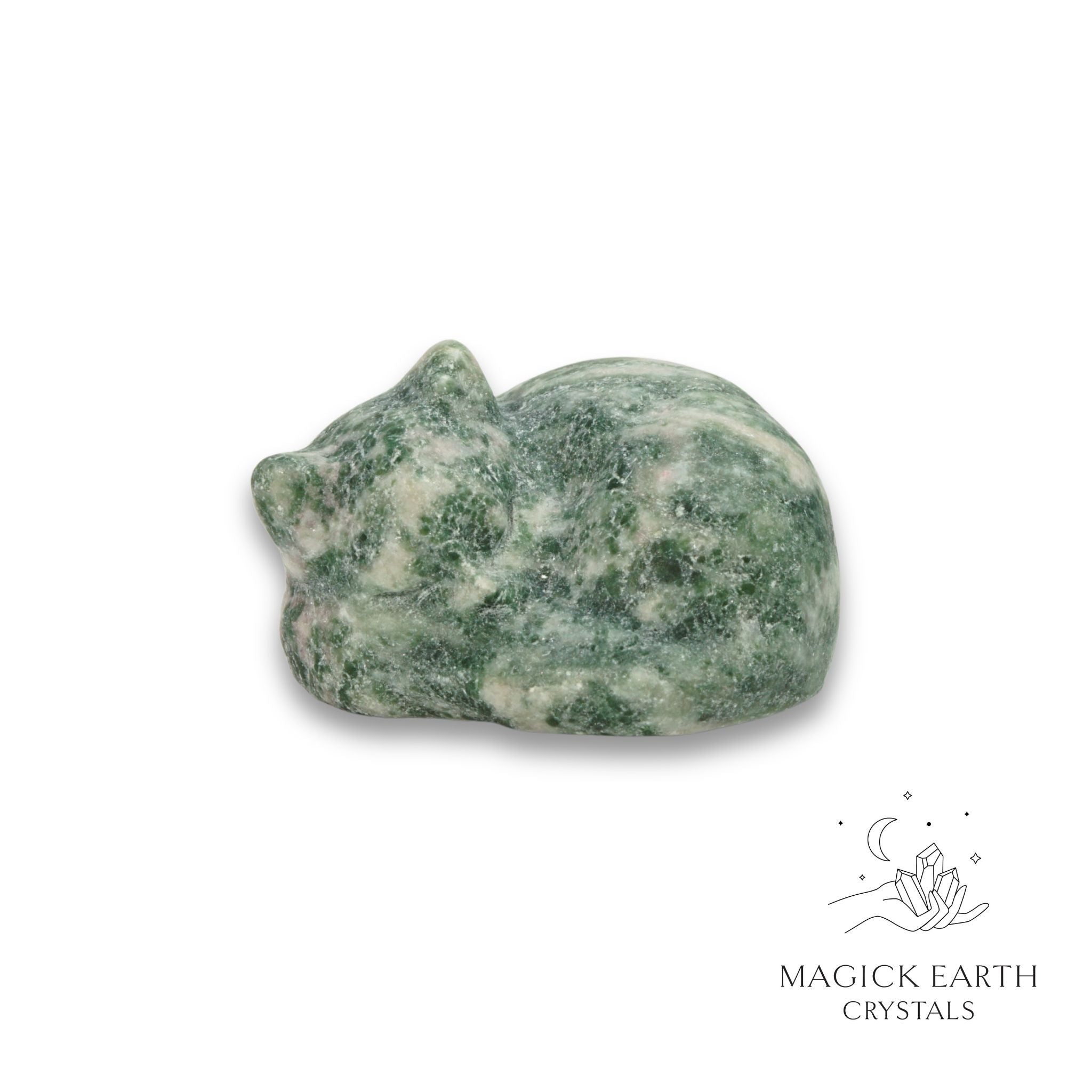 Natural Jade sleeping cat figurine view b