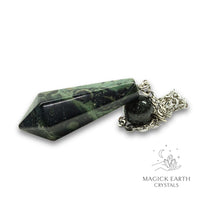 Kambaba Jasper Crystal Bullet Pendulum Horizontal View for Ancient Grounding