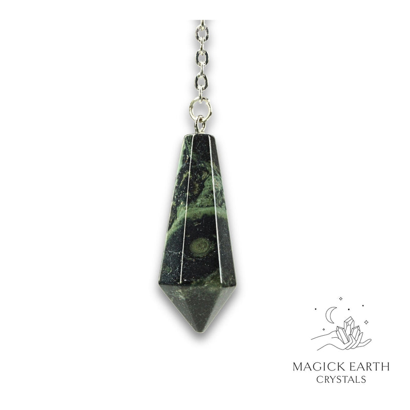 Kambaba Jasper Crystal Bullet Pendulum Vertical  View for Ancient Grounding