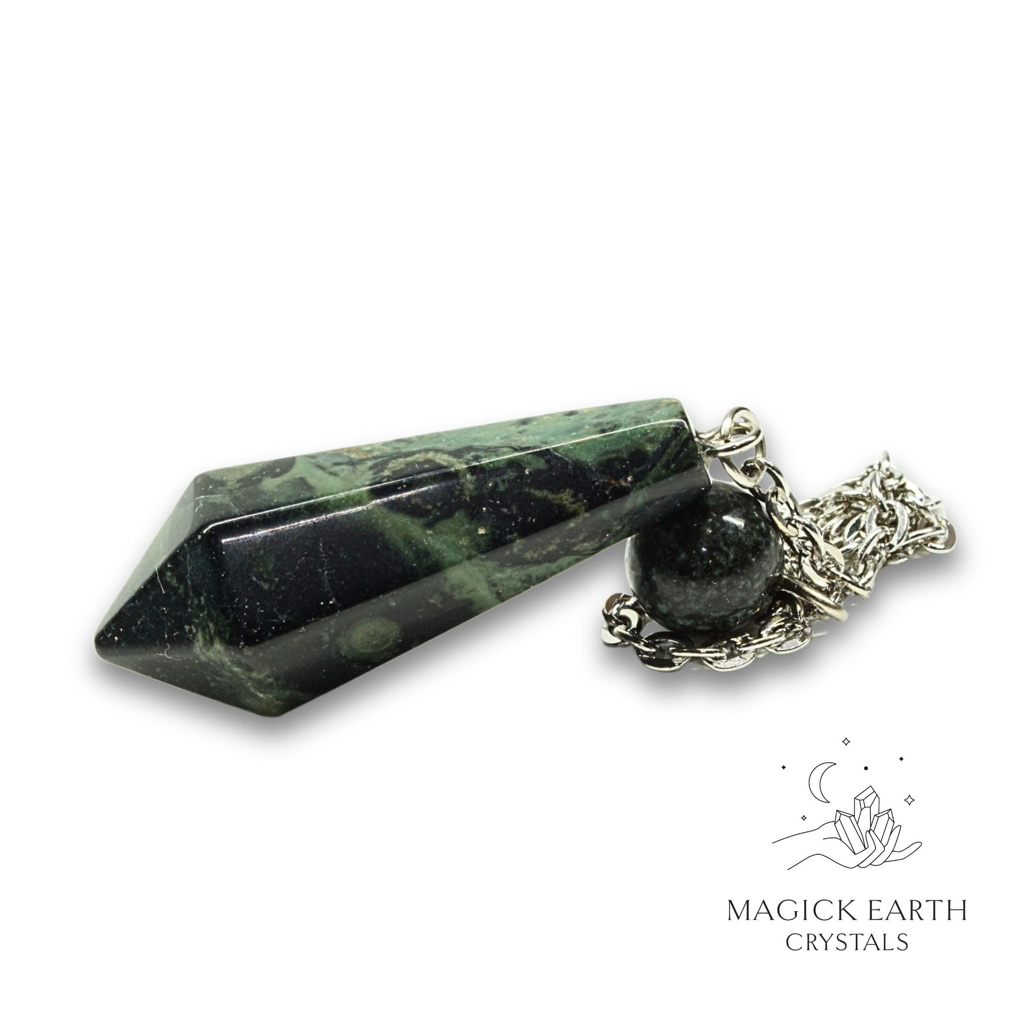 Natural Kambaba Jasper crystal bullet pendulum view a