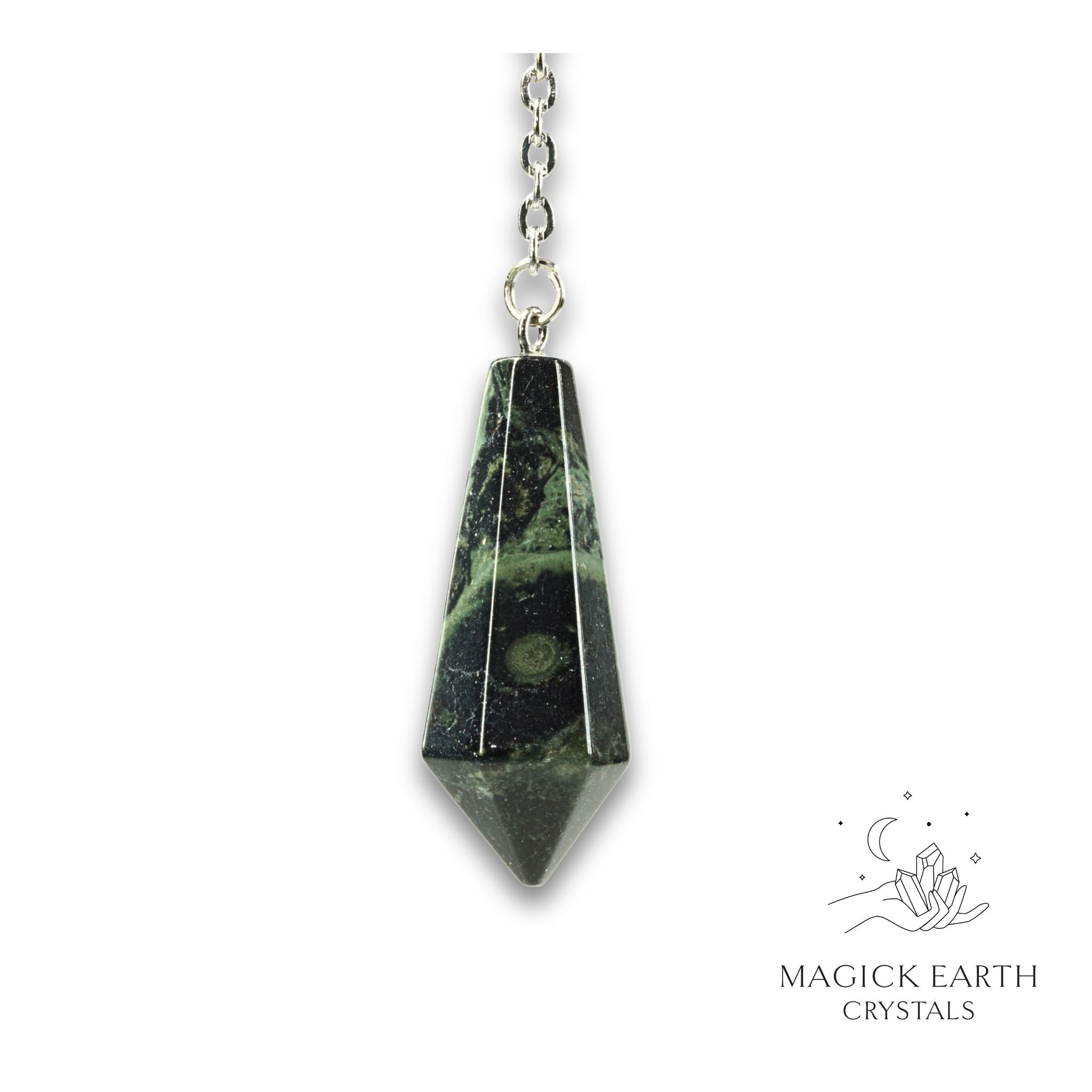 Natural Kambaba Jasper crystal bullet pendulum view b