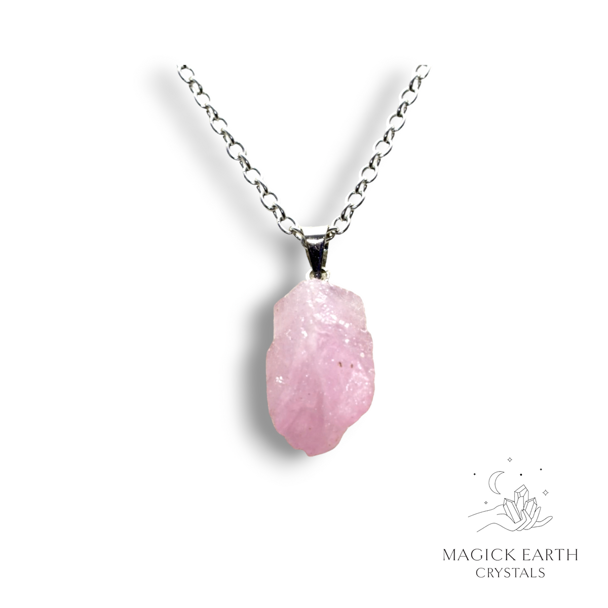 Natural Kunzite crystal nugget pendant view a