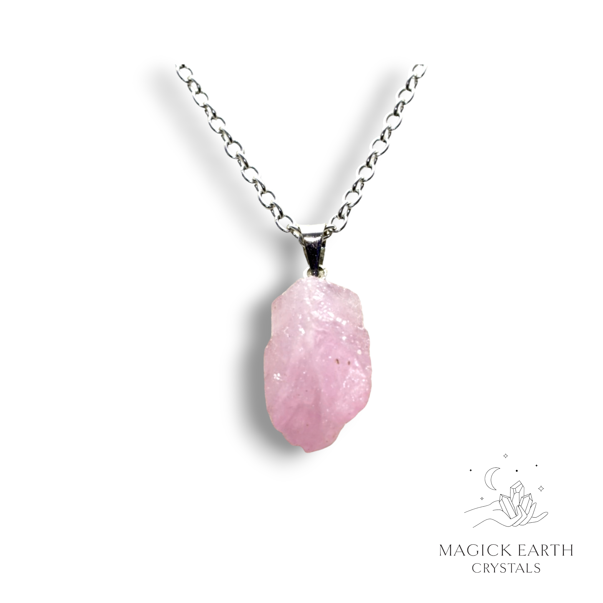 Natural Kunzite crystal nugget pendant view a