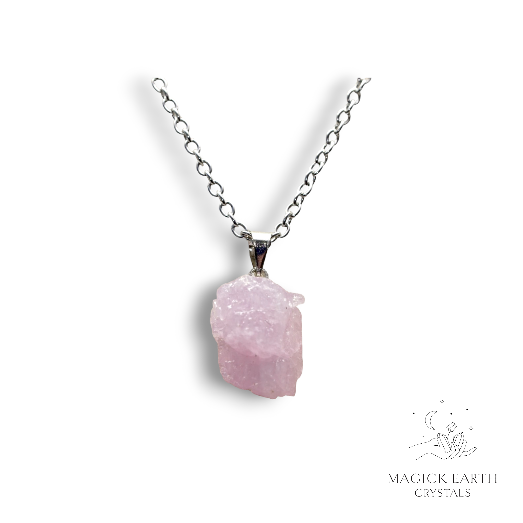 Natural Kunzite crystal nugget pendant view c