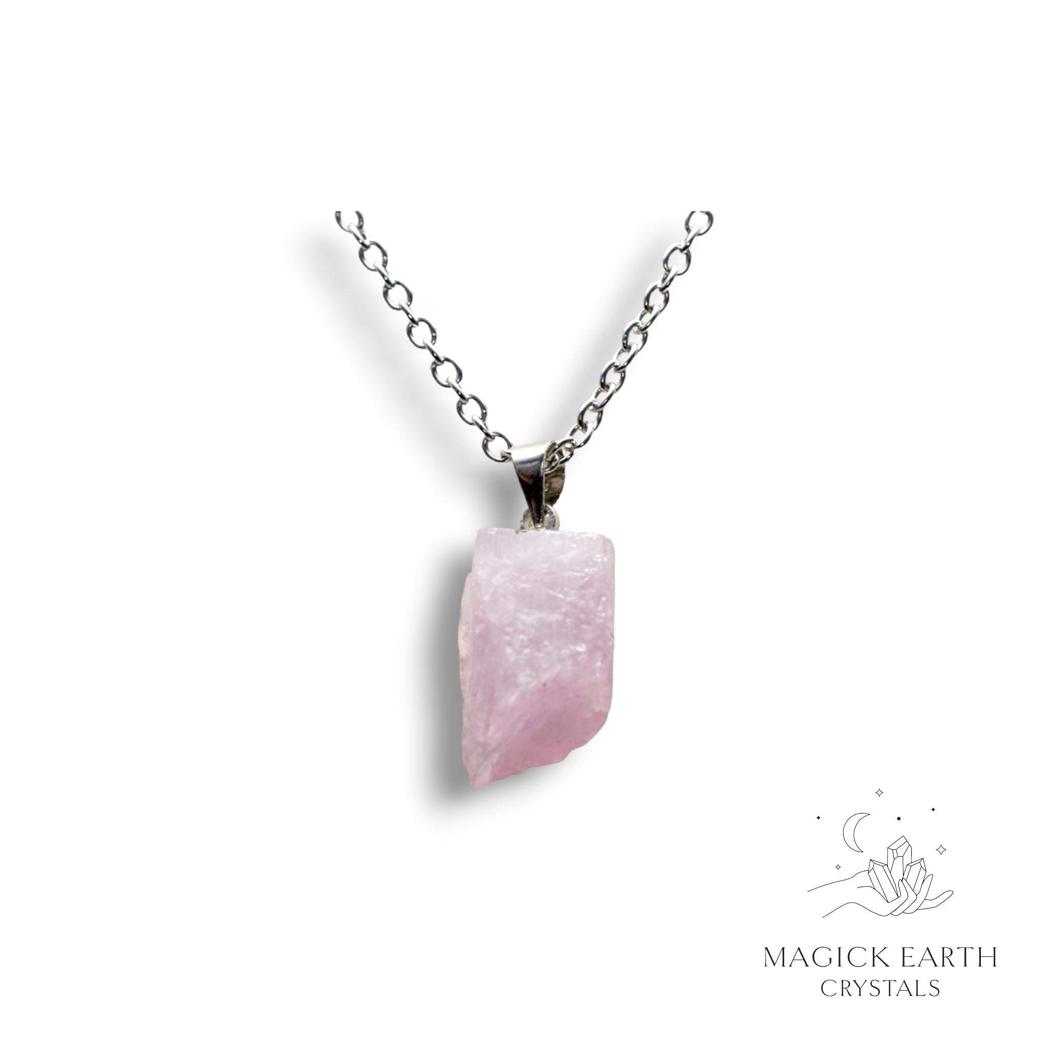 Natural Kunzite crystal nugget pendant view d