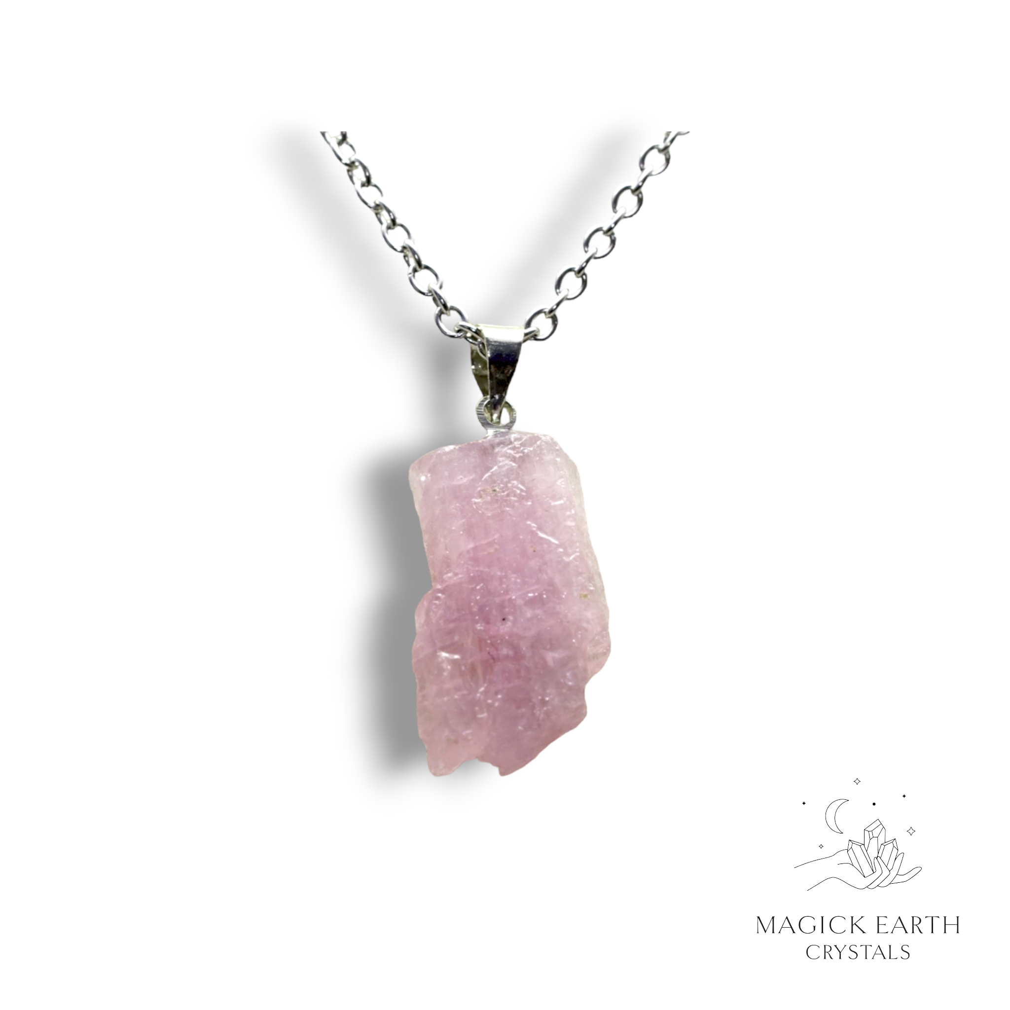 Natural Kunzite crystal nugget pendant view e
