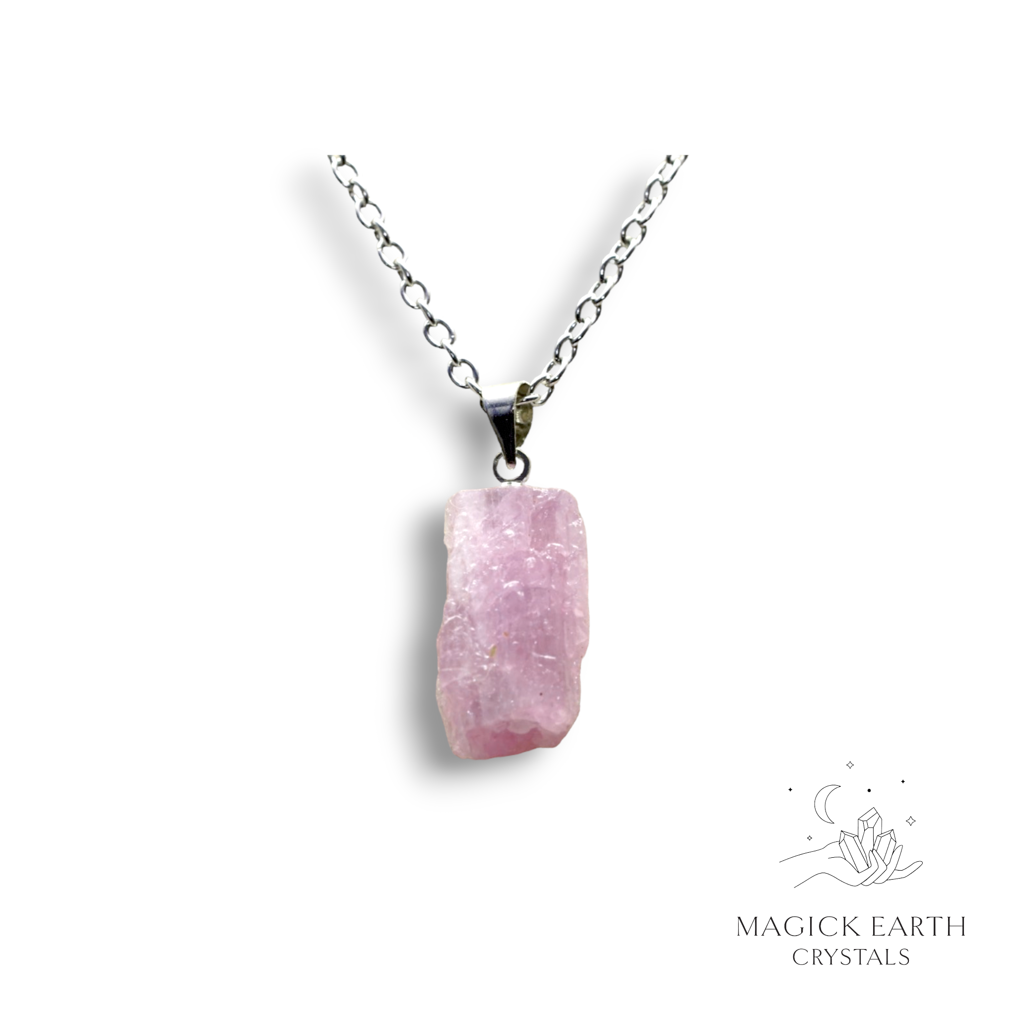 Natural Kunzite crystal nugget pendant view f