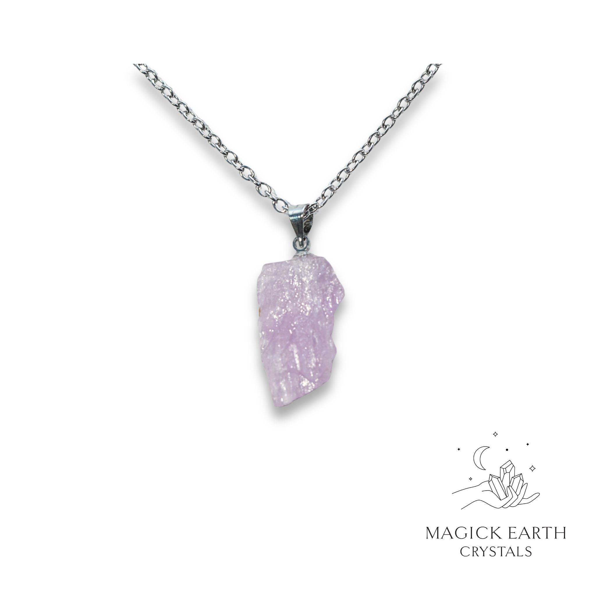 Natural Kunzite crystal nugget pendant