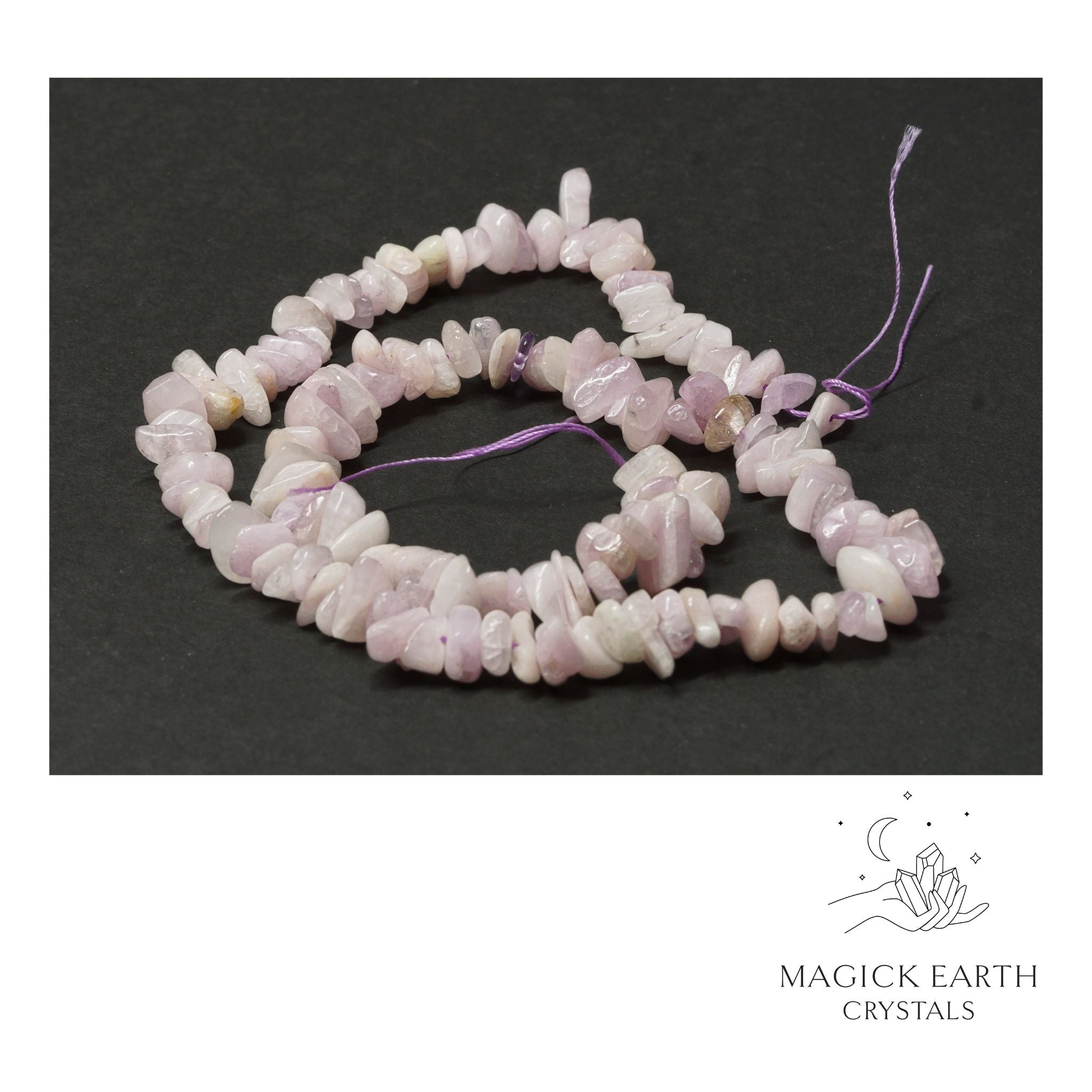 Natural Kunzite medium drilled crystal chips