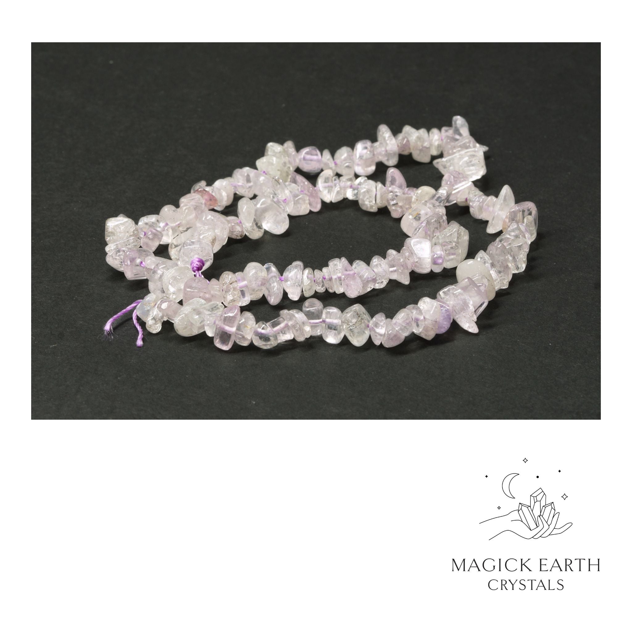 Natural Kunzite drilled crystal chips