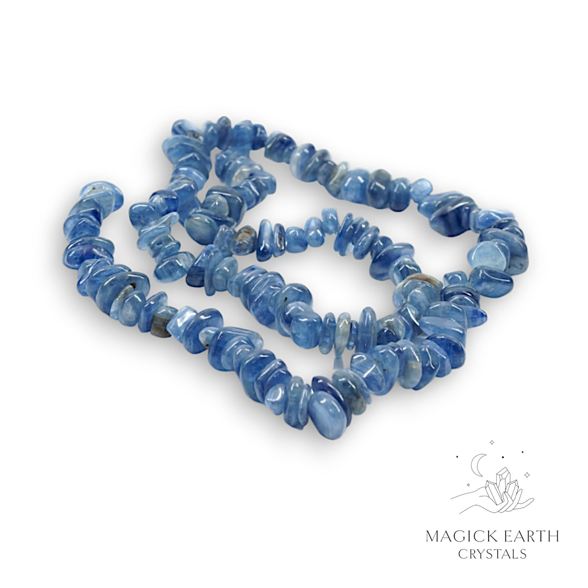 Natural Kyanite drilled crystal chip strand