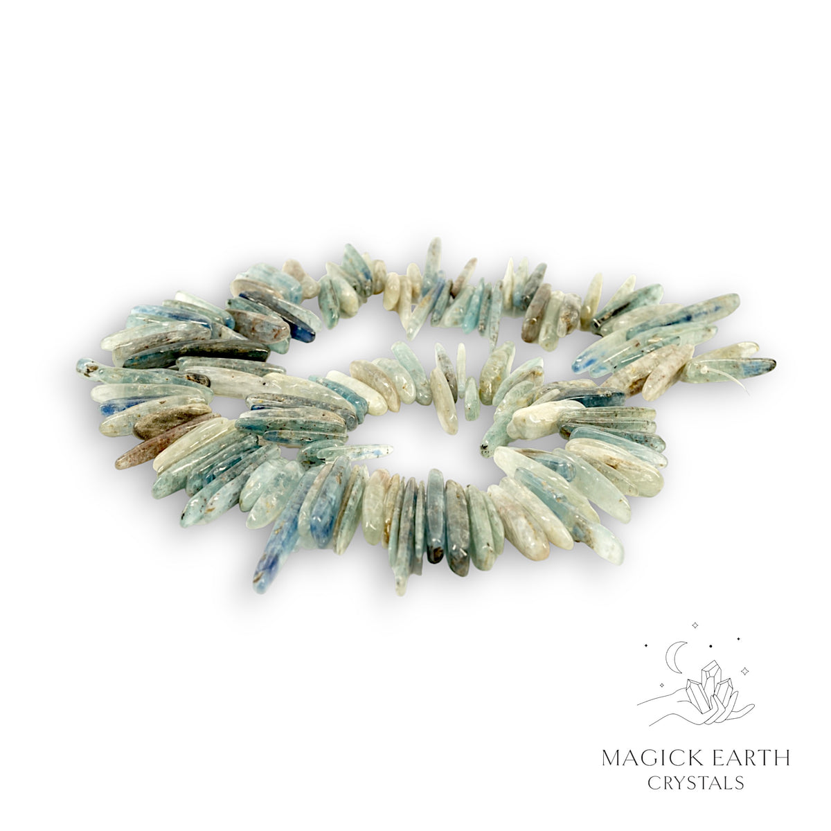 Natural Kyanite drilled crystal nugget strand view b