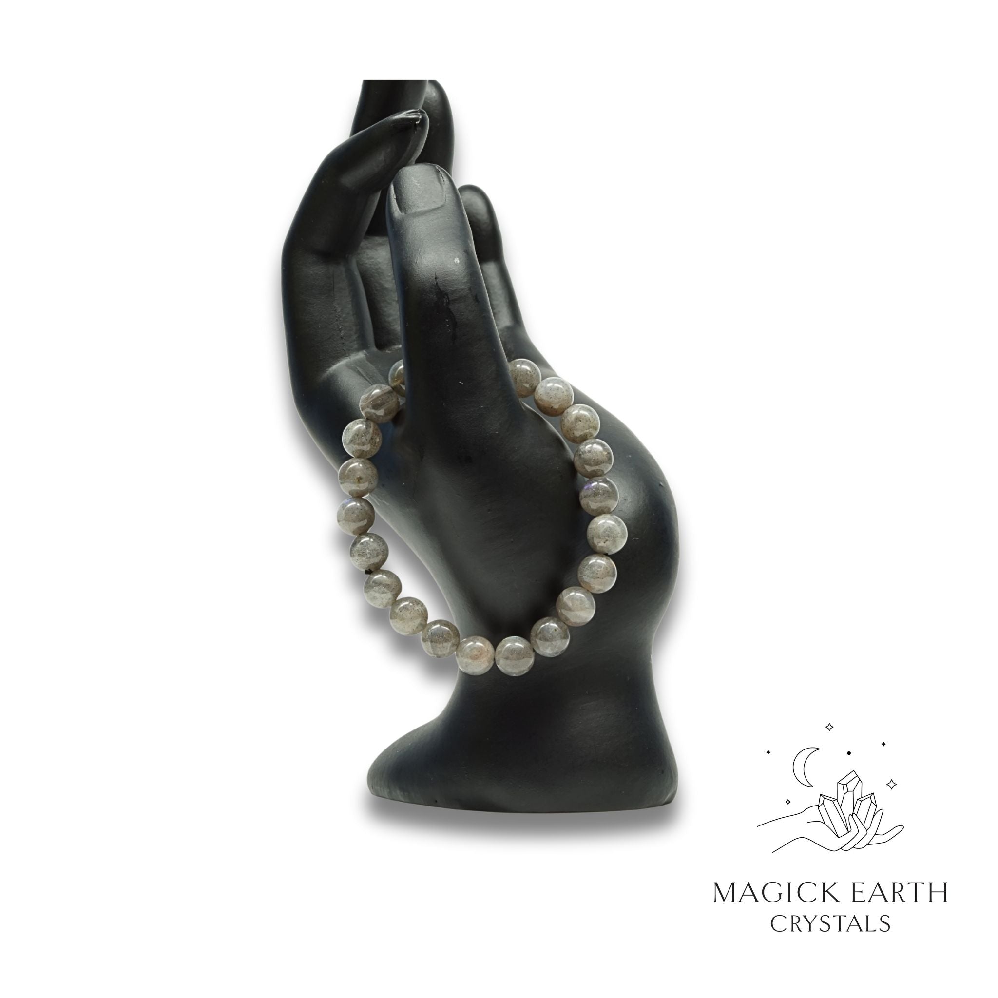 Natural Labradorite 8mm round bead crystal bracelet view b

