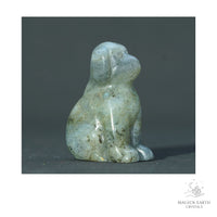 Natural Labradorite crystal dog figurine 40mm view a