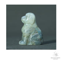 Natural Labradorite crystal dog figurine 40mm view b
