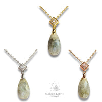 Natural Labradorite crystal faceted teardrop pendant view d