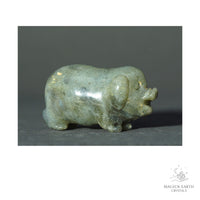 Natural Labradorite crystal pig figurine view a