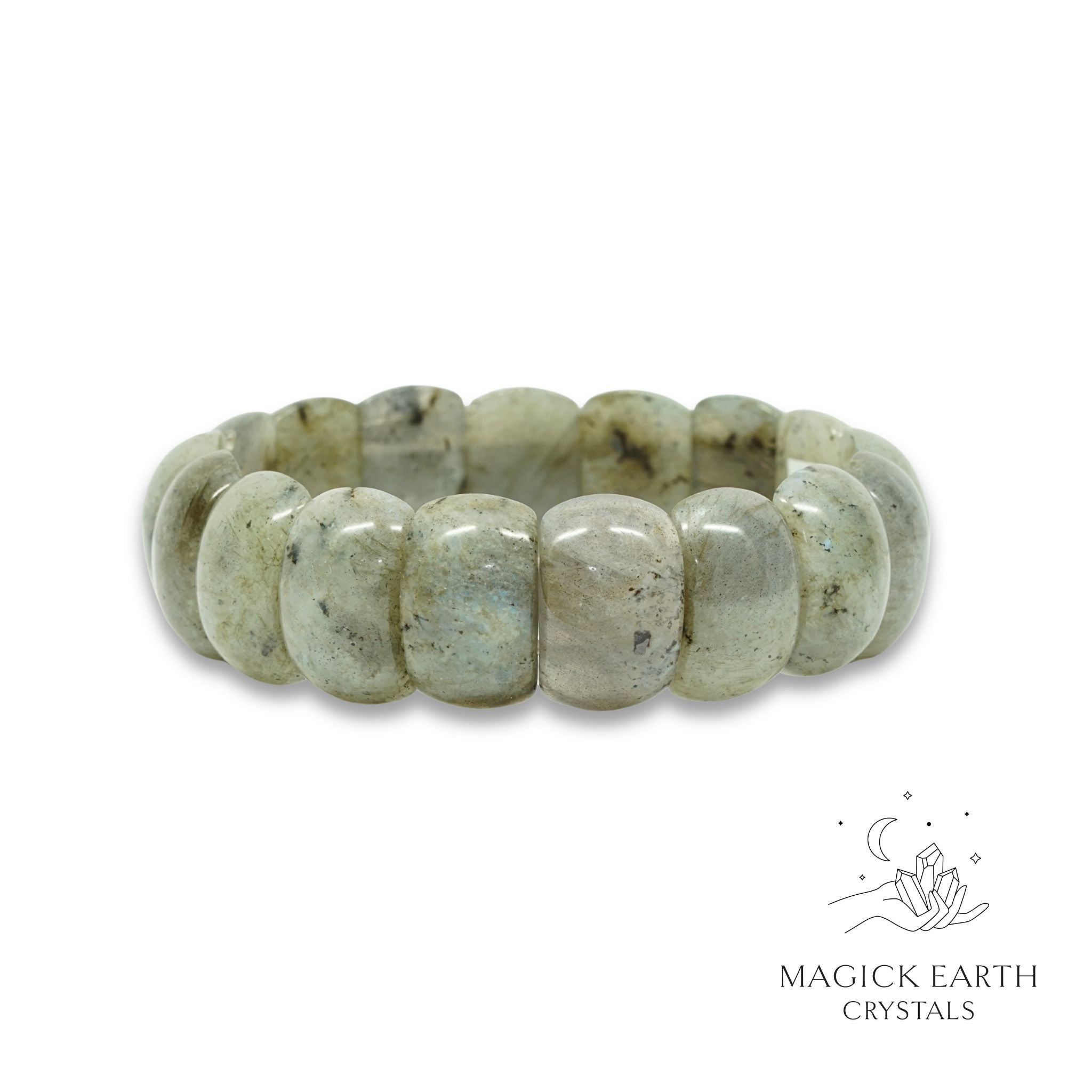 Natural Labradorite crystal statement bracelet view b