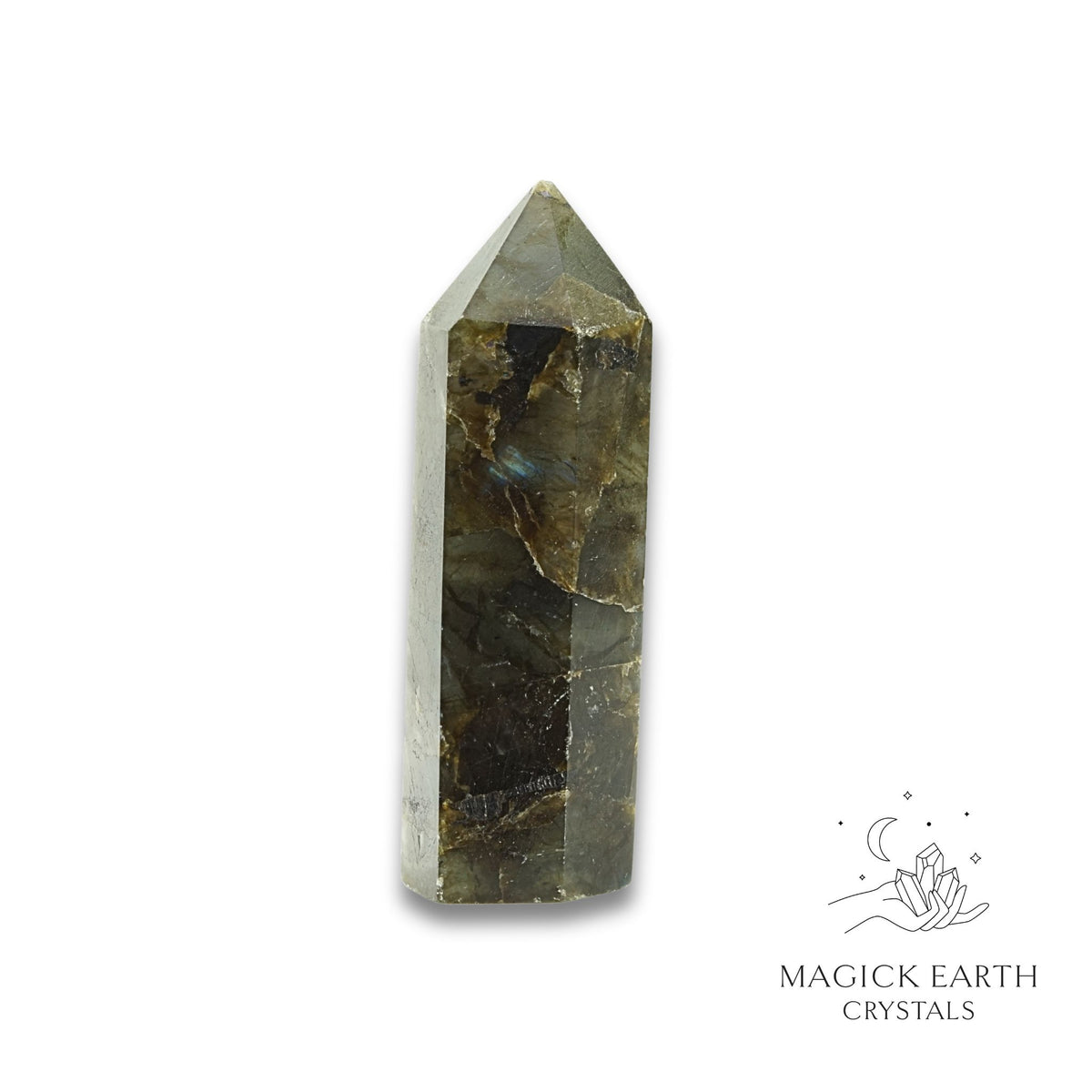 Natural Labradorite crystal tower view a