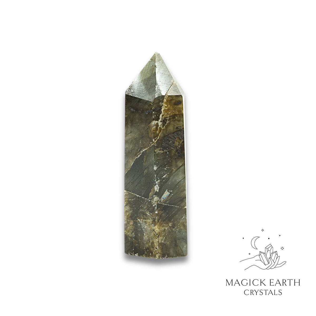 Natural Labradorite crystal tower view b