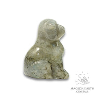 Natural Labradorite crystal dog figurine view a