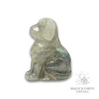 Natural Labradorite crystal dog figurine view b