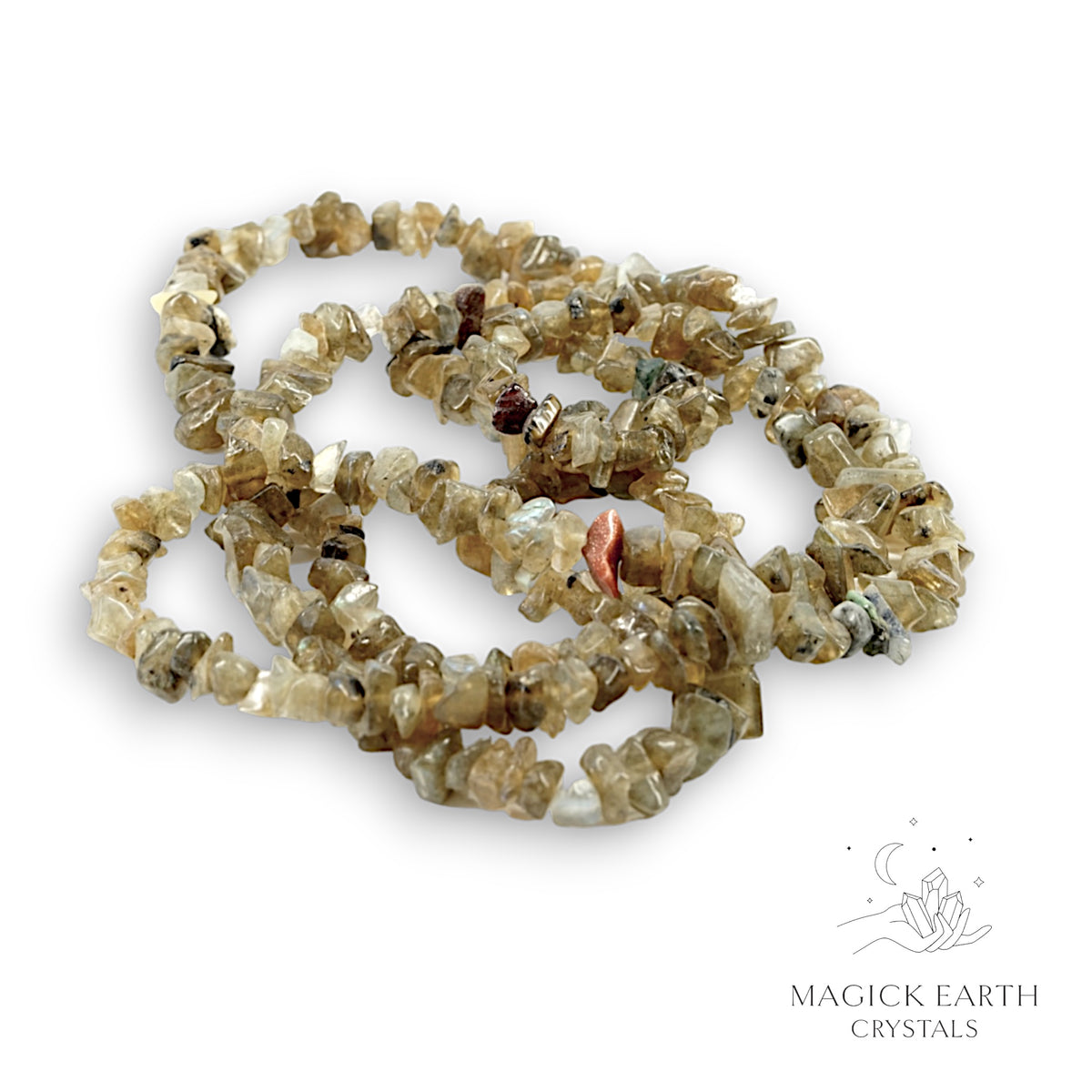 Natural Labradorite drilled medium crystal chip strand 