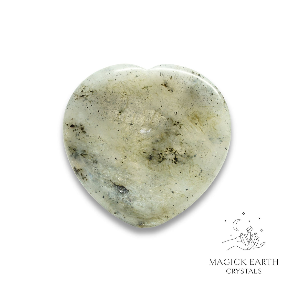 Natural Labradorite heart thumb stone view a
