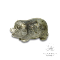 Natural Labradorite crystal pig figurine view b