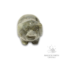 Natural Labradorite crystal pig figurine view c