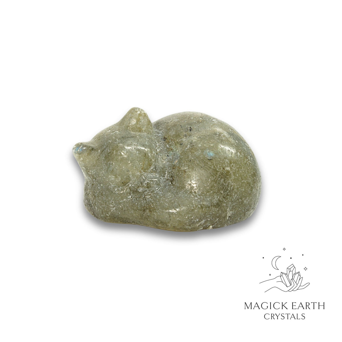 Natural Labradorite sleeping cat figurine view a