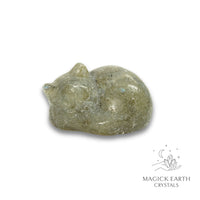 Natural Labradorite sleeping cat figurine view a