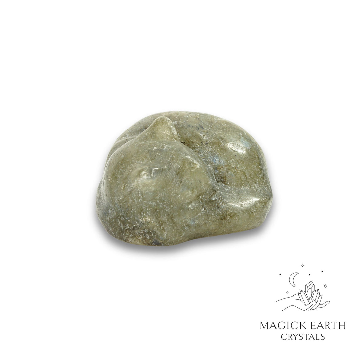 Natural Labradorite sleeping cat figurine view b