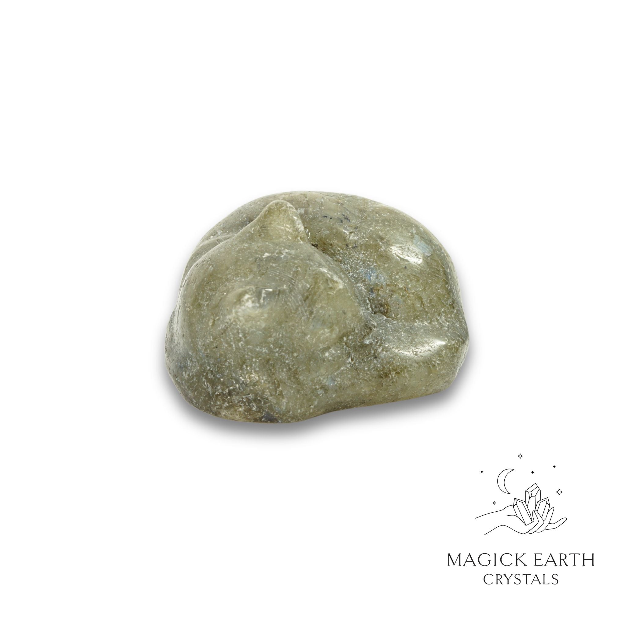 Natural Labradorite sleeping cat figurine view b